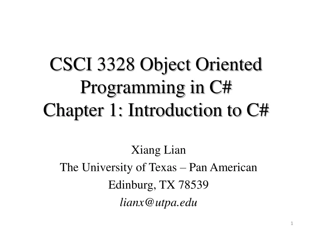 csci 3328 object oriented programming in c chapter 1 introduction to c