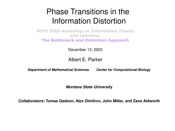 Phase Transitions in the Information Distortion