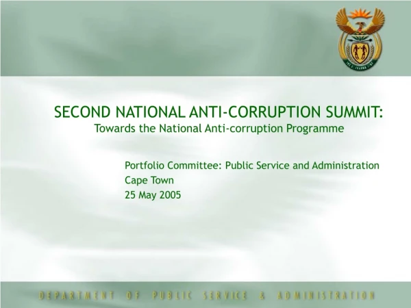 SECOND NATIONAL ANTI-CORRUPTION SUMMIT: Towards the National Anti-corruption Programme