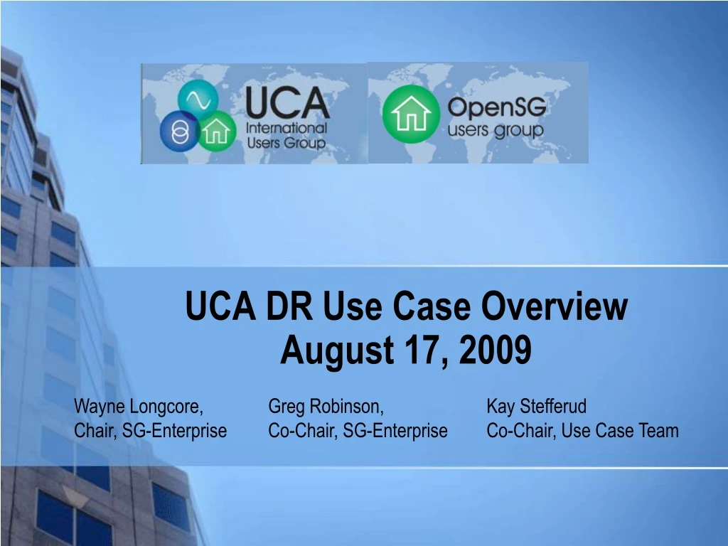 uca dr use case overview august 17 2009