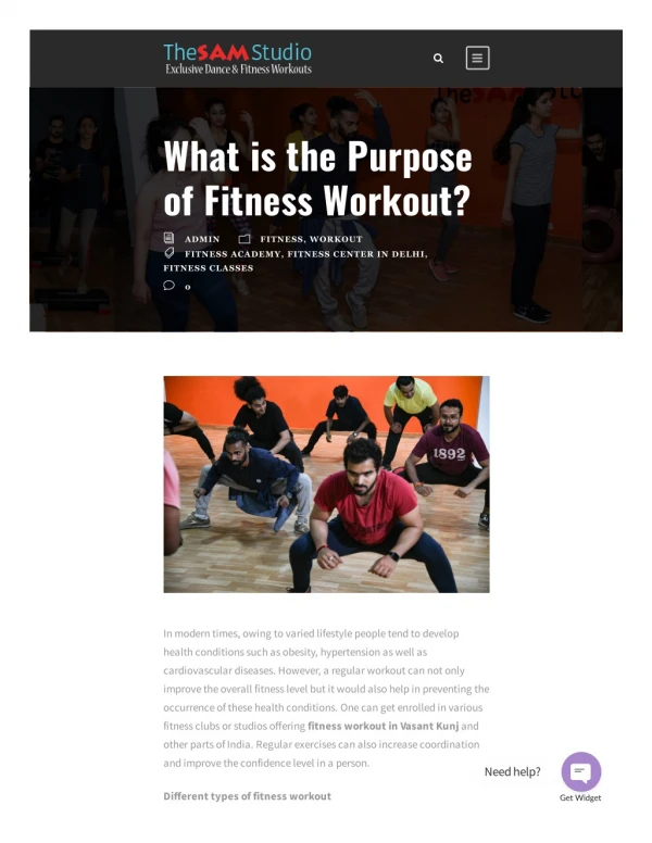 What is the Purpose of Fitness Workout? The Sam Studio