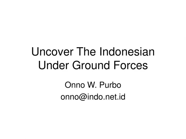 Uncover The Indonesian Under Ground Forces