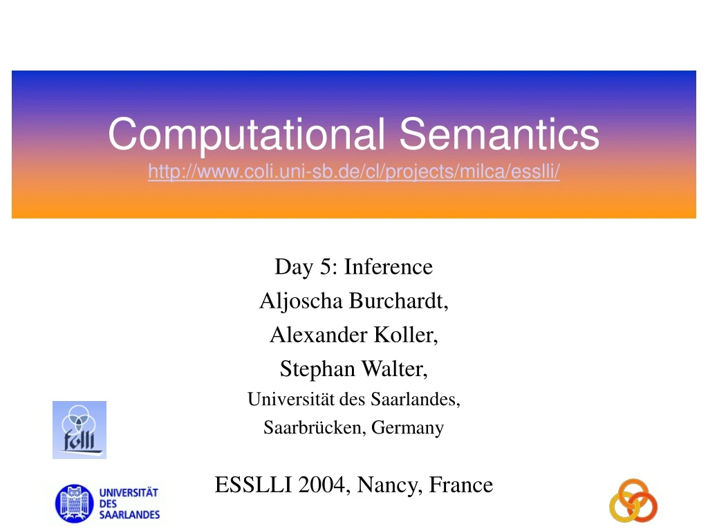 computational semantics http www coli uni sb de cl projects milca esslli