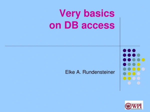 Very basics on DB access