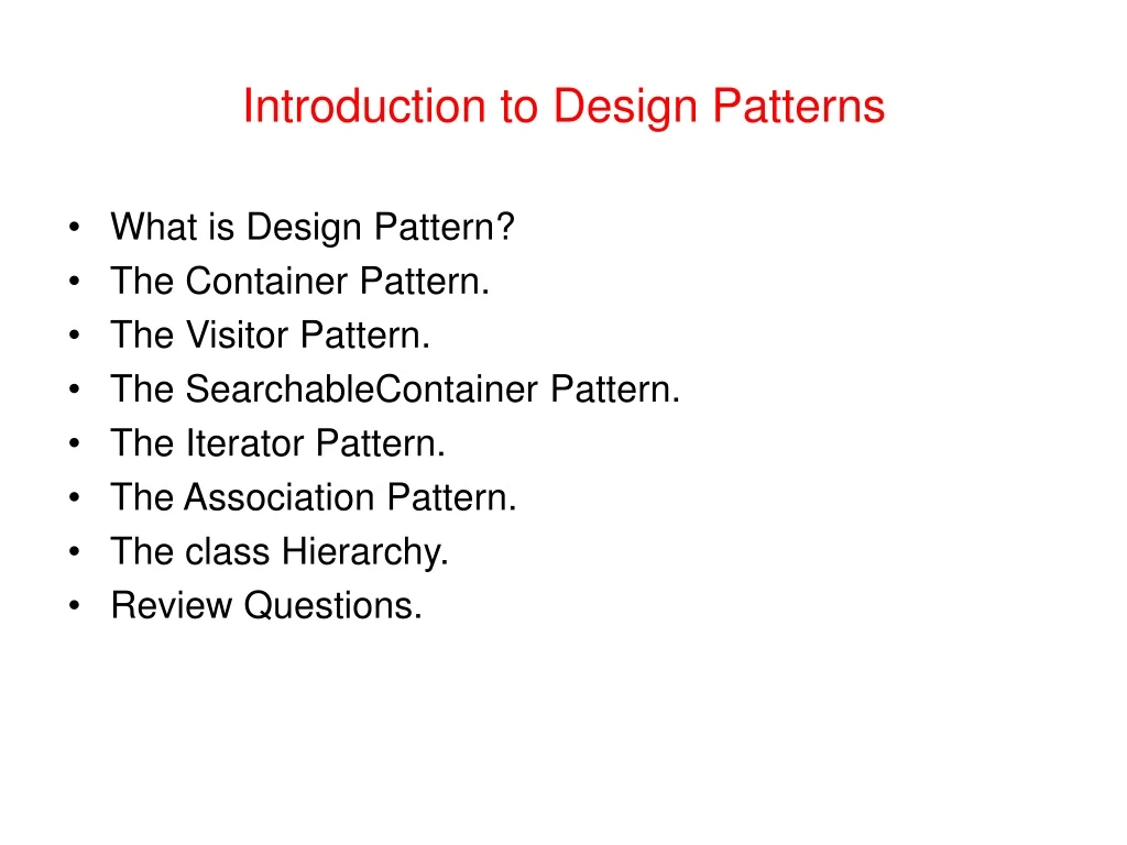 introduction to design patterns