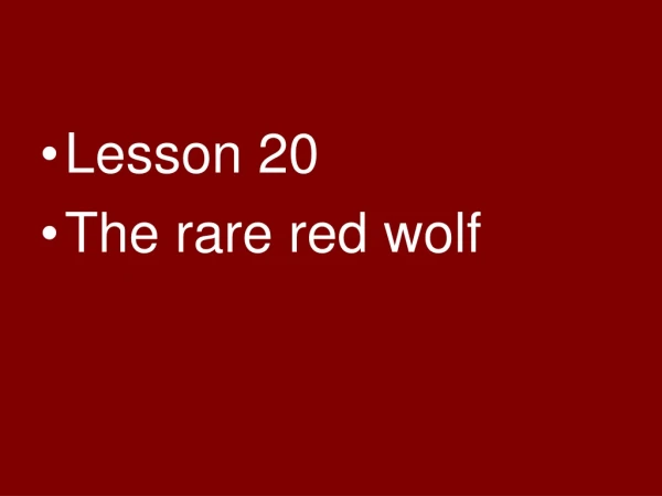 Lesson 20 The rare red wolf