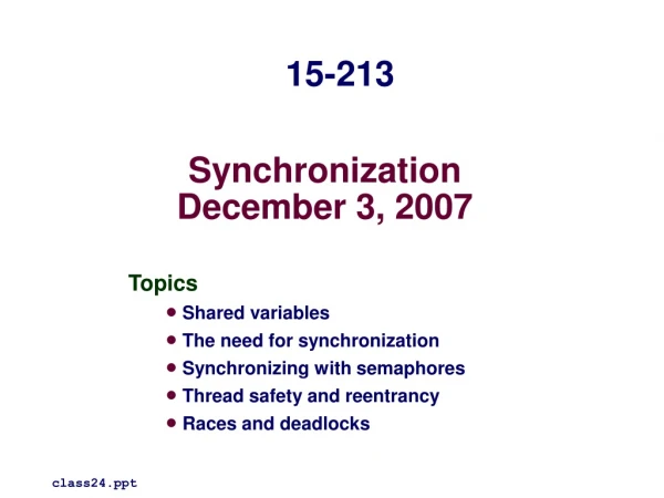 Synchronization December 3, 2007