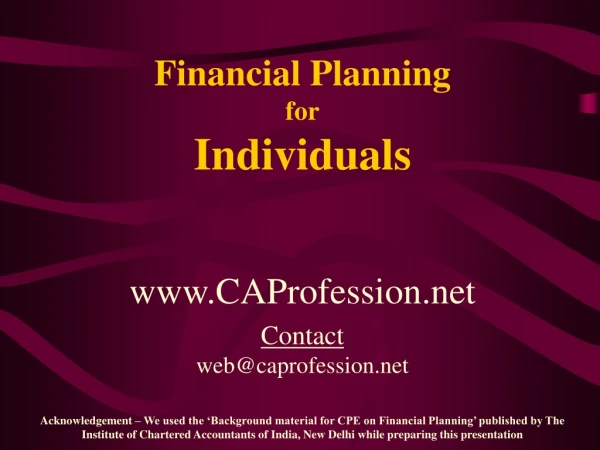 Financial Planning for Individuals