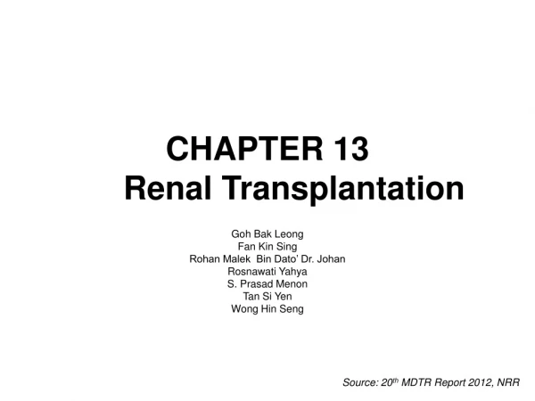 CHAPTER 13 	Renal Transplantation