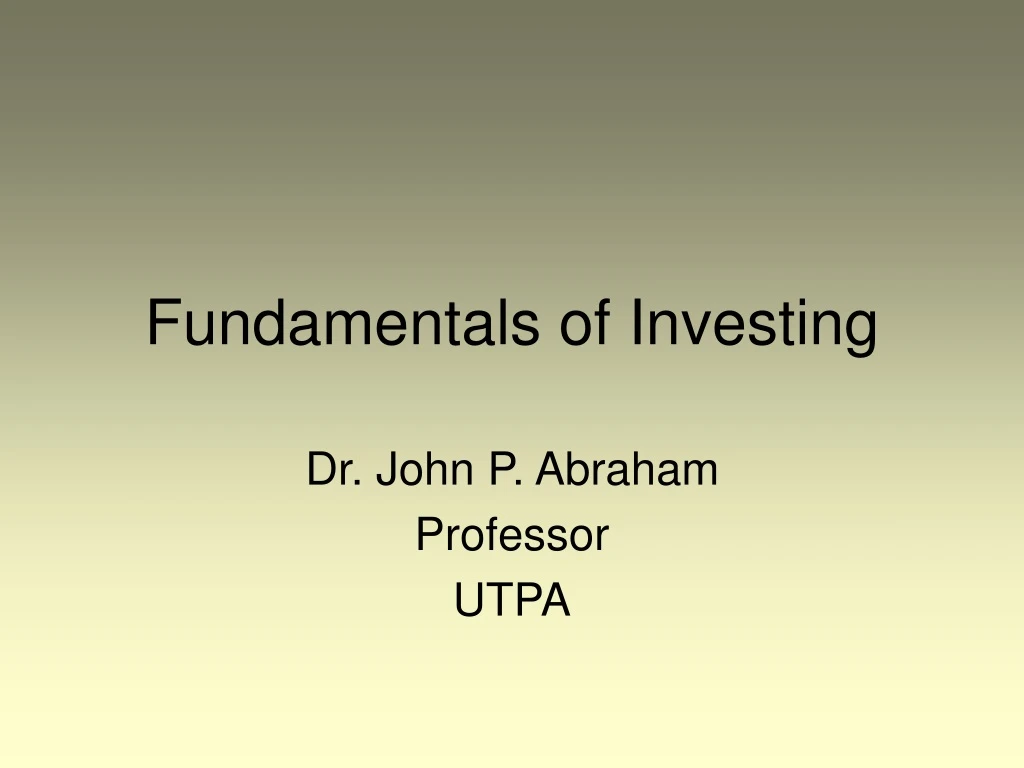 fundamentals of investing