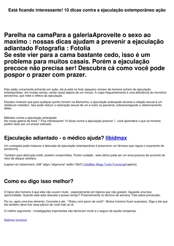 Está ficando interessante! 10 dicas contra a ejaculação extemporâneo ação