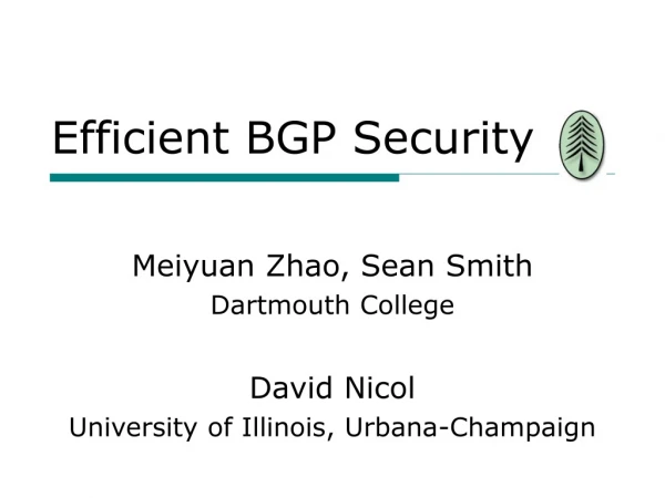 Efficient BGP Security
