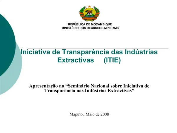 Iniciativa de Transpar ncia das Ind strias Extractivas ITIE