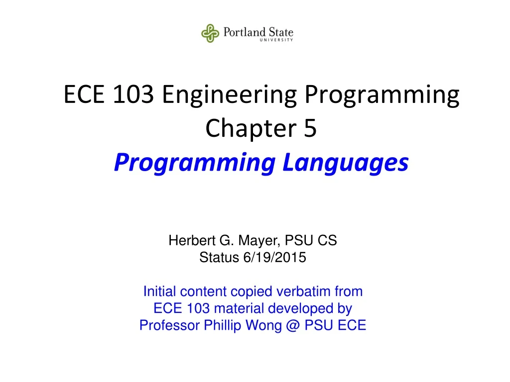 ece 103 engineering programming chapter 5 programming languages