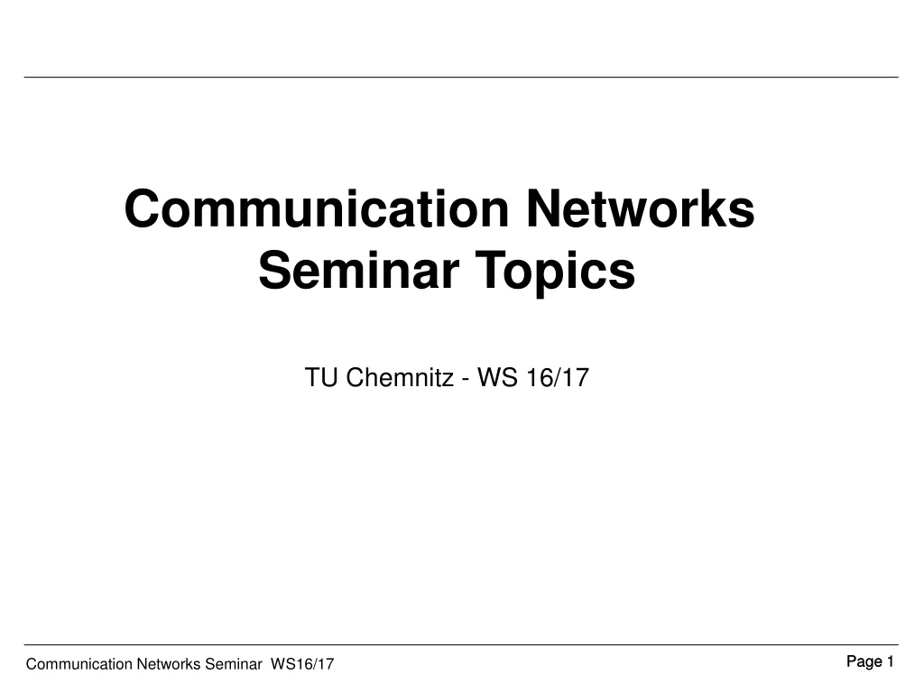 communication networks seminar topics tu chemnitz