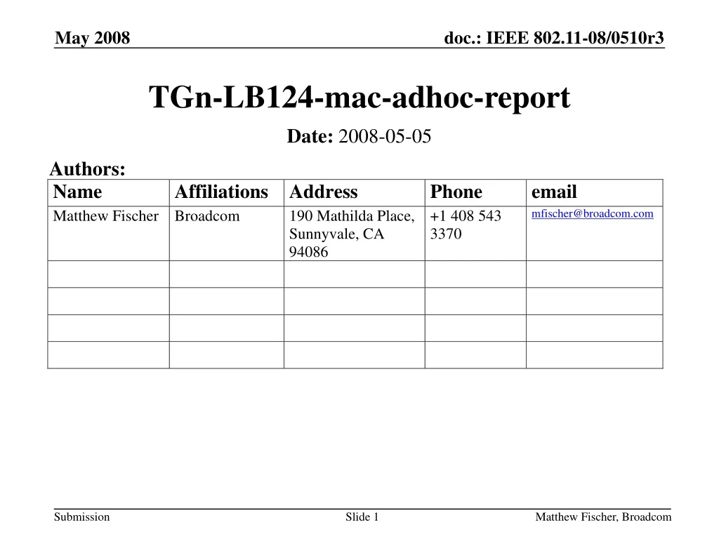 tgn lb124 mac adhoc report