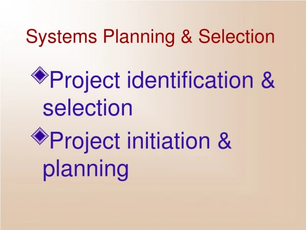Systems Planning &amp; Selection