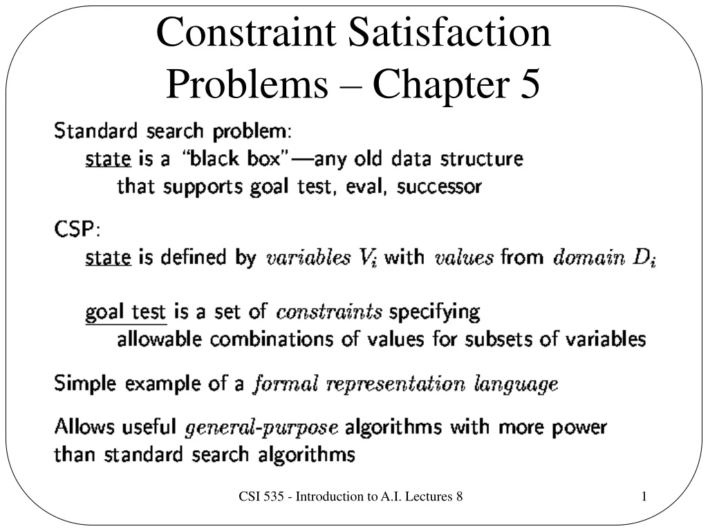 constraint satisfaction problems chapter 5