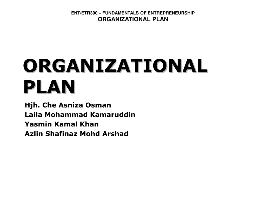 organizational plan