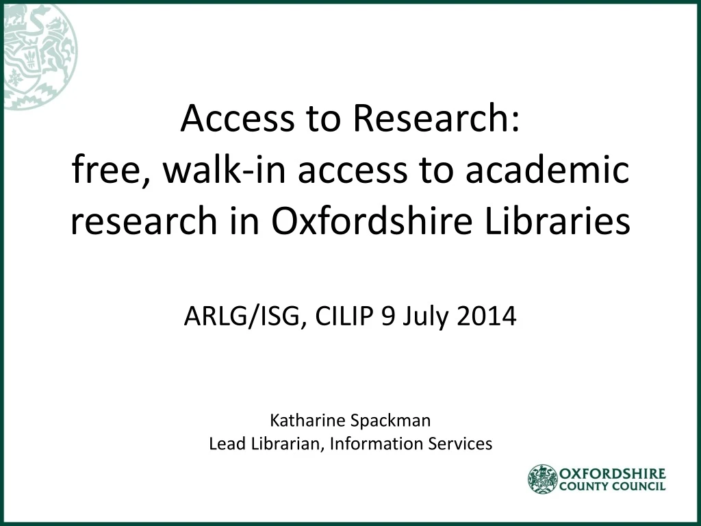 access to research free walk in access