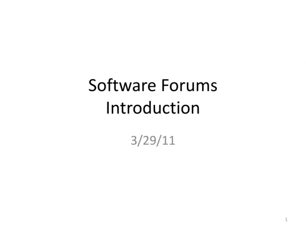 Software Forums Introduction