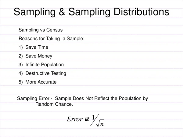 Sampling &amp; Sampling Distributions