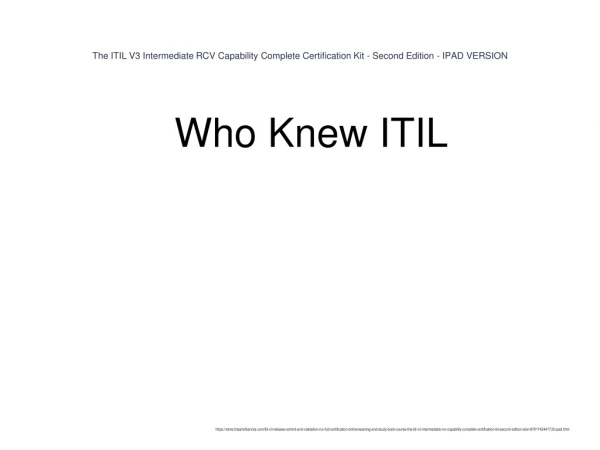 The ITIL V3 Intermediate RCV Capability Complete Certification Kit - Second Edition - IPAD VERSION