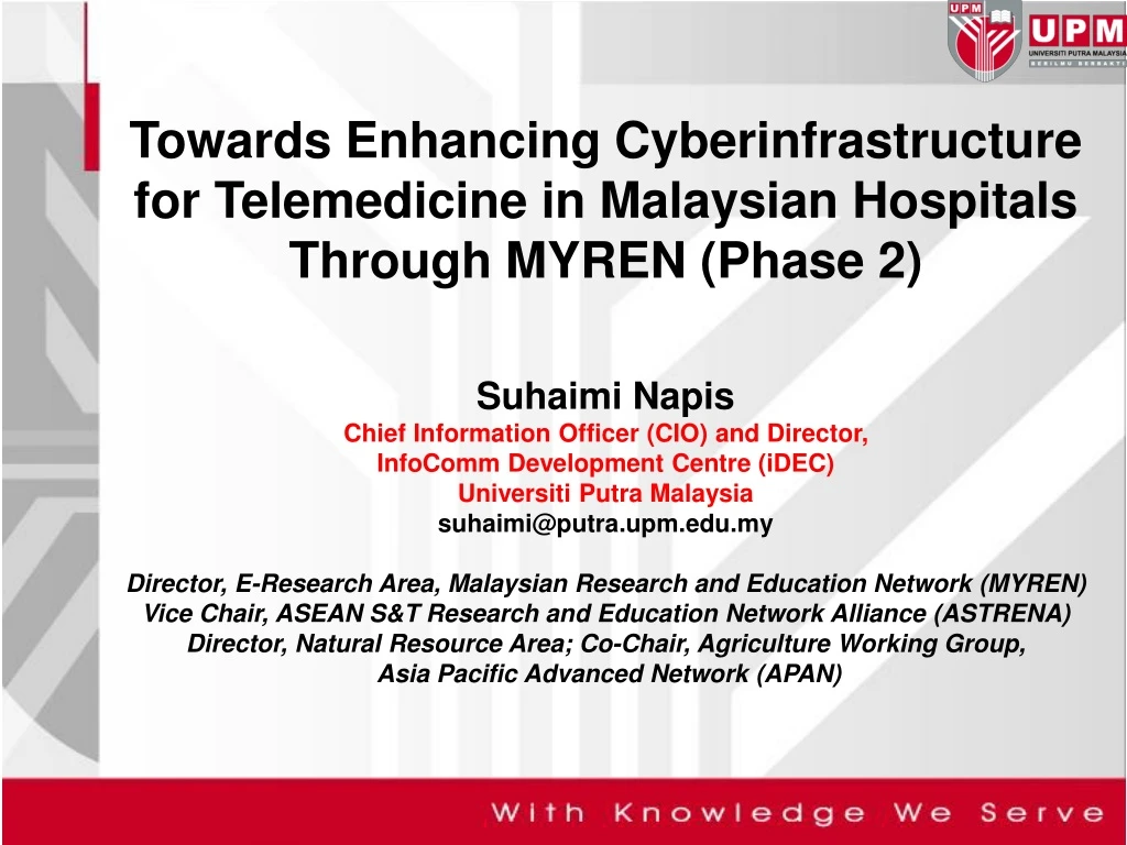 towards enhancing cyberinfrastructure for telemedicine in malaysian hospitals through myren phase 2