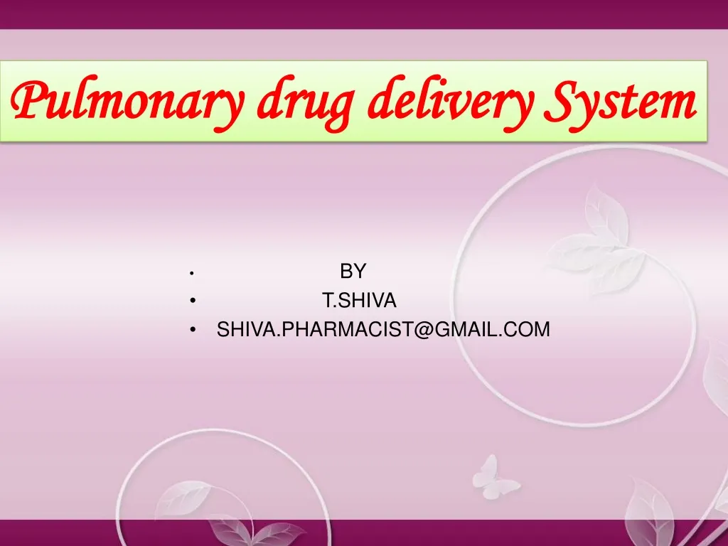 pulmonary drug delivery system