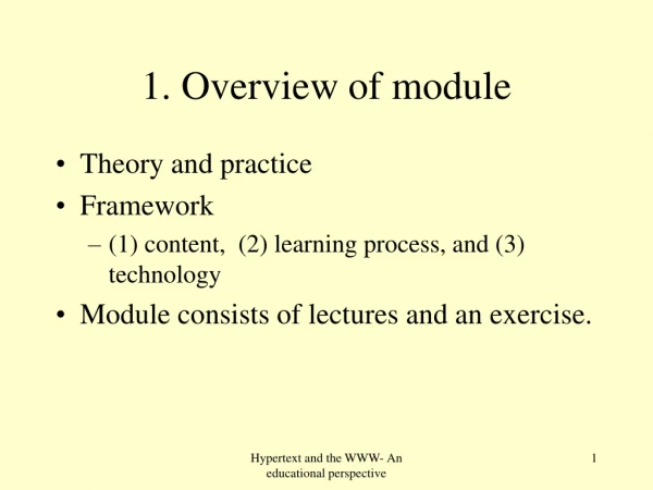 1. Overview of module