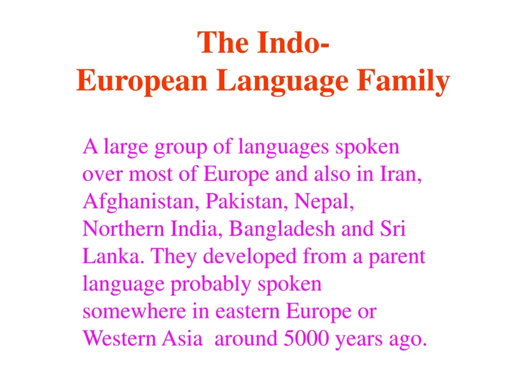 the indo european language family