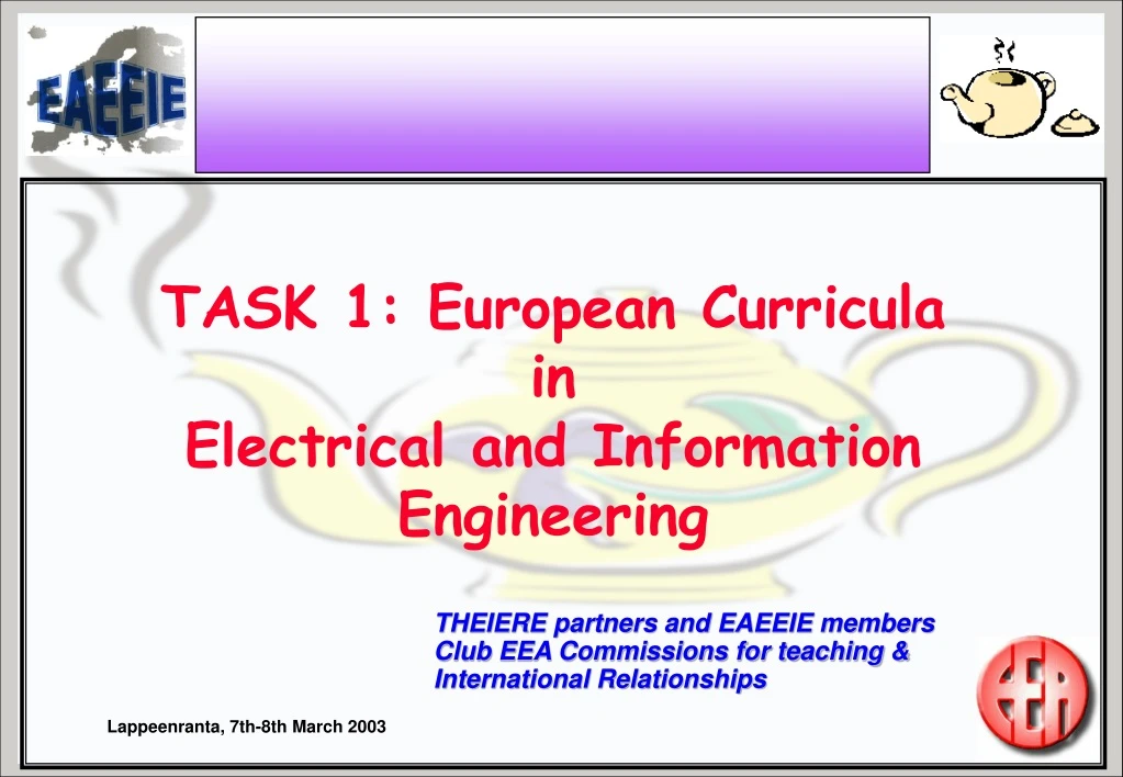 task 1 european curricula in electrical