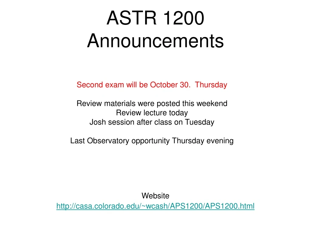 astr 1200 announcements