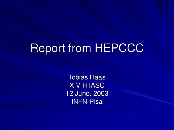 Report from HEPCCC
