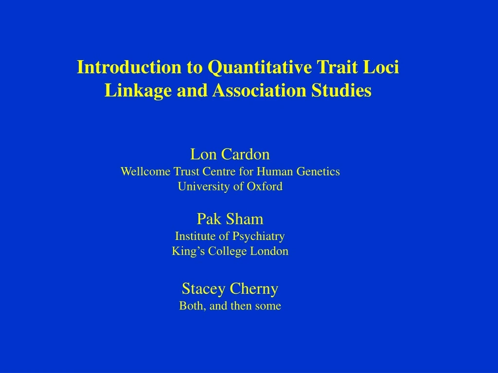introduction to quantitative trait loci linkage