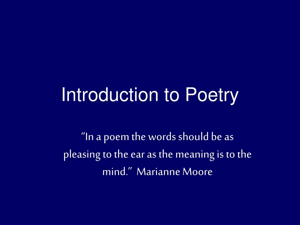 introduction to poetry