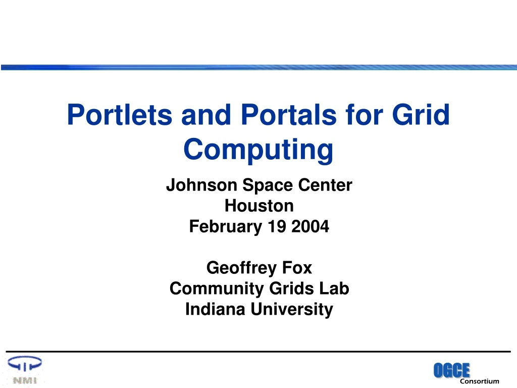 portlets and portals for grid computing