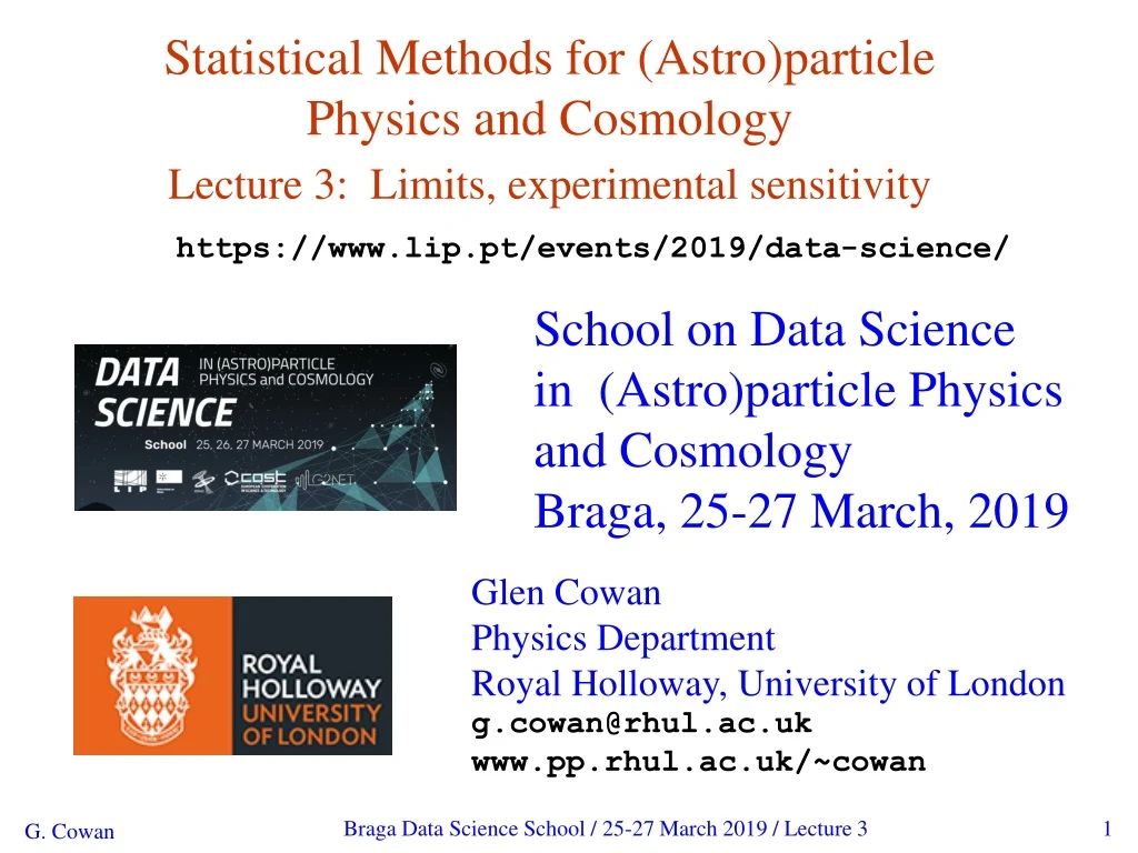 statistical methods for astro particle physics