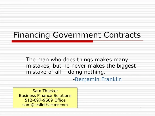 Financing Government Contracts