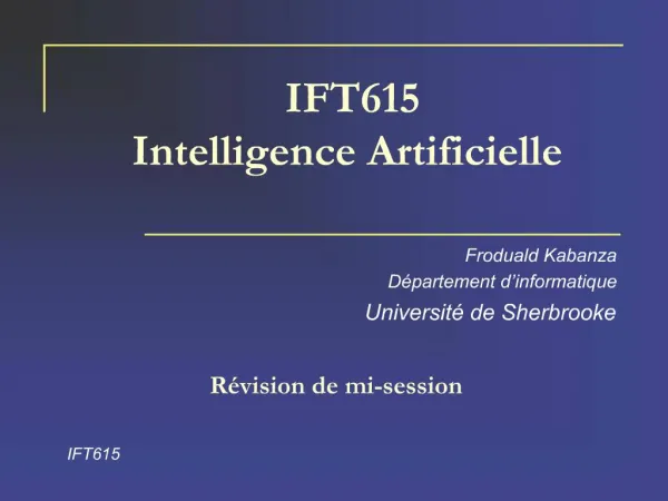 IFT615 Intelligence Artificielle