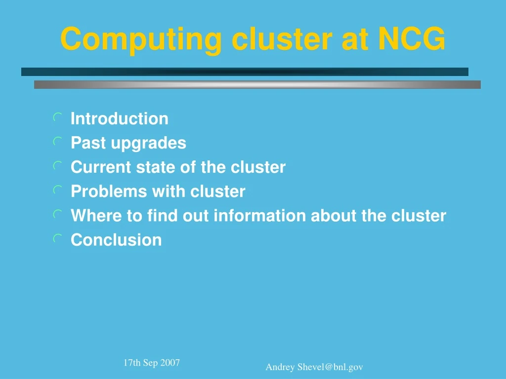 computing cluster at ncg