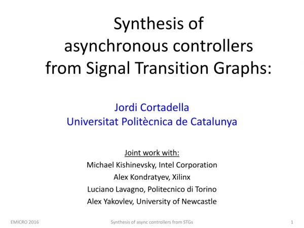 Synthesis of asynchronous controllers from Signal Transition Graphs: