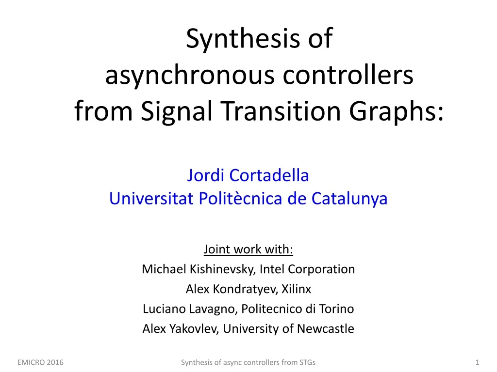 synthesis of asynchronous controllers from signal transition graphs