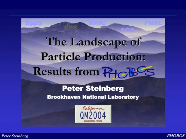 The Landscape of Particle Production: Results from .