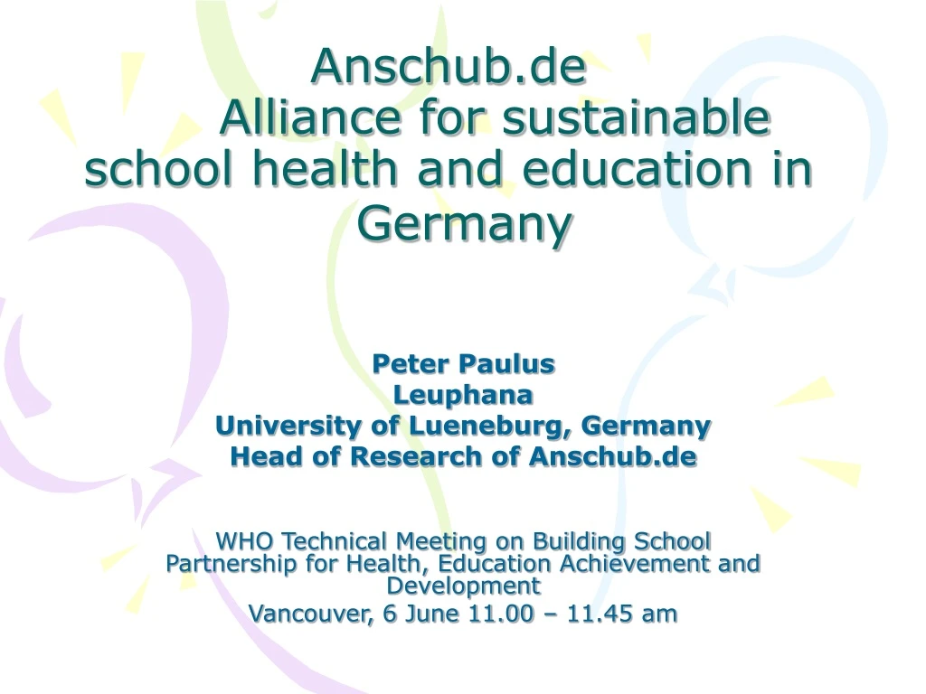 anschub de alliance for sustainable school health and education in germany