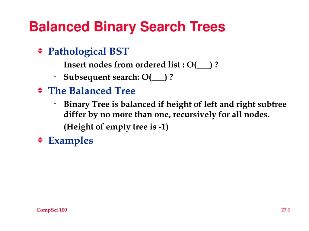 balanced binary search trees