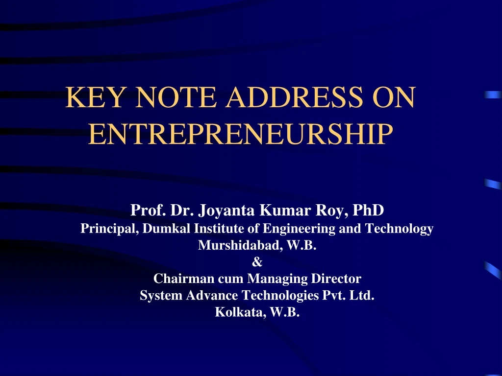 key note address on entrepreneurship