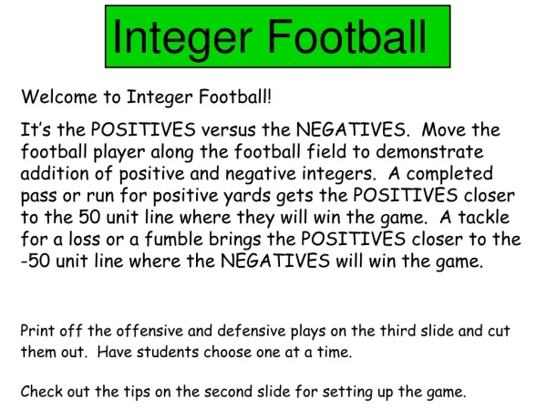 Integer Football