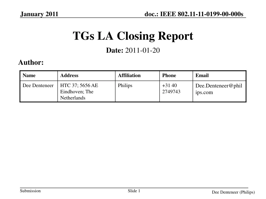 tgs la closing report