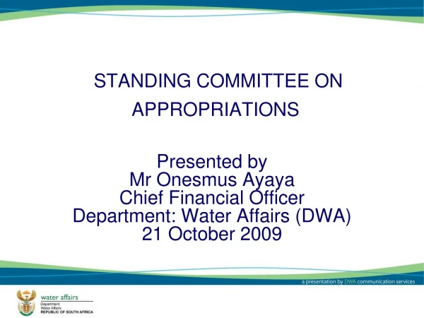 STANDING COMMITTEE ON APPROPRIATIONS